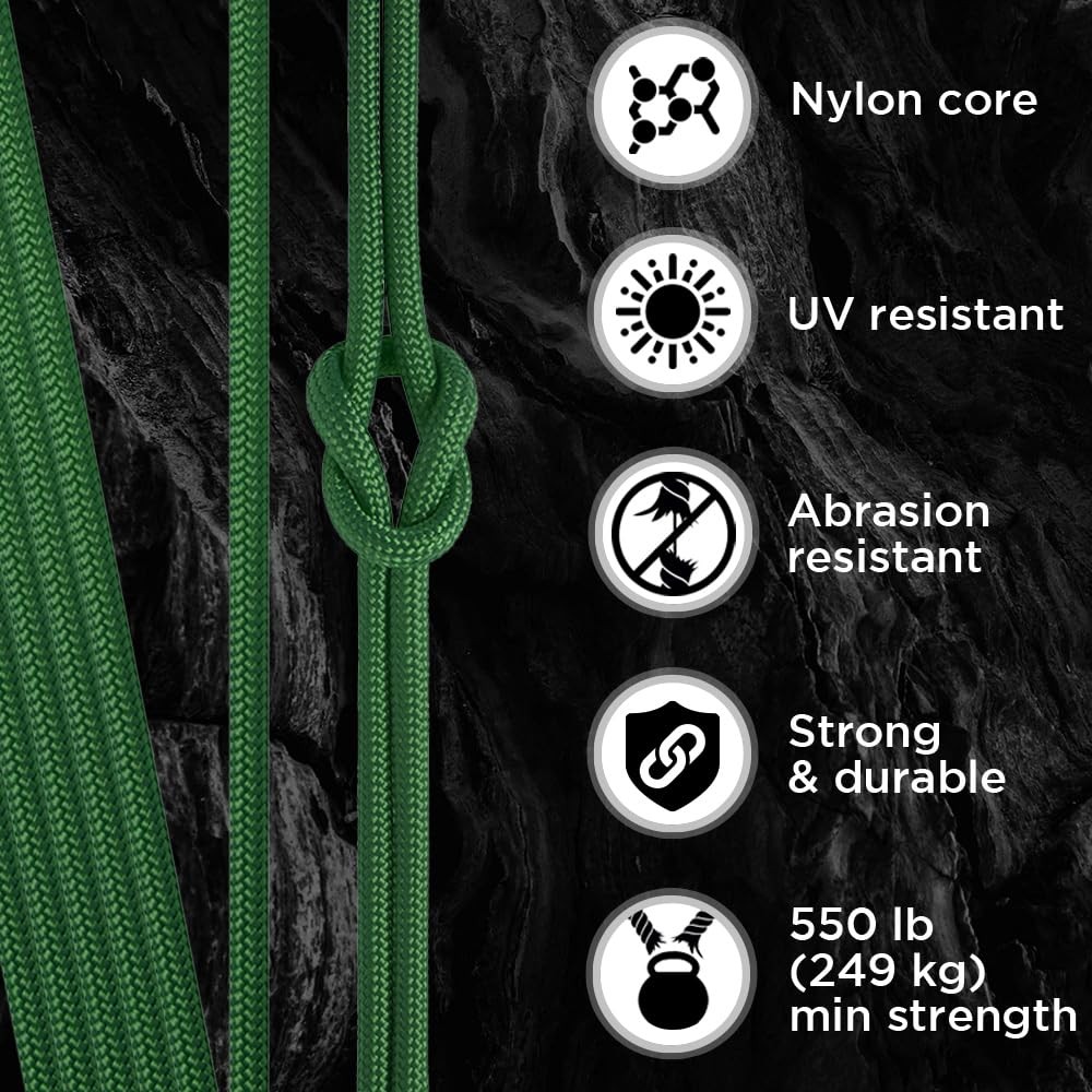 TECEUM Paracord Type III 550 Green – 100 ft – 4mm – Tactical 100 ft,