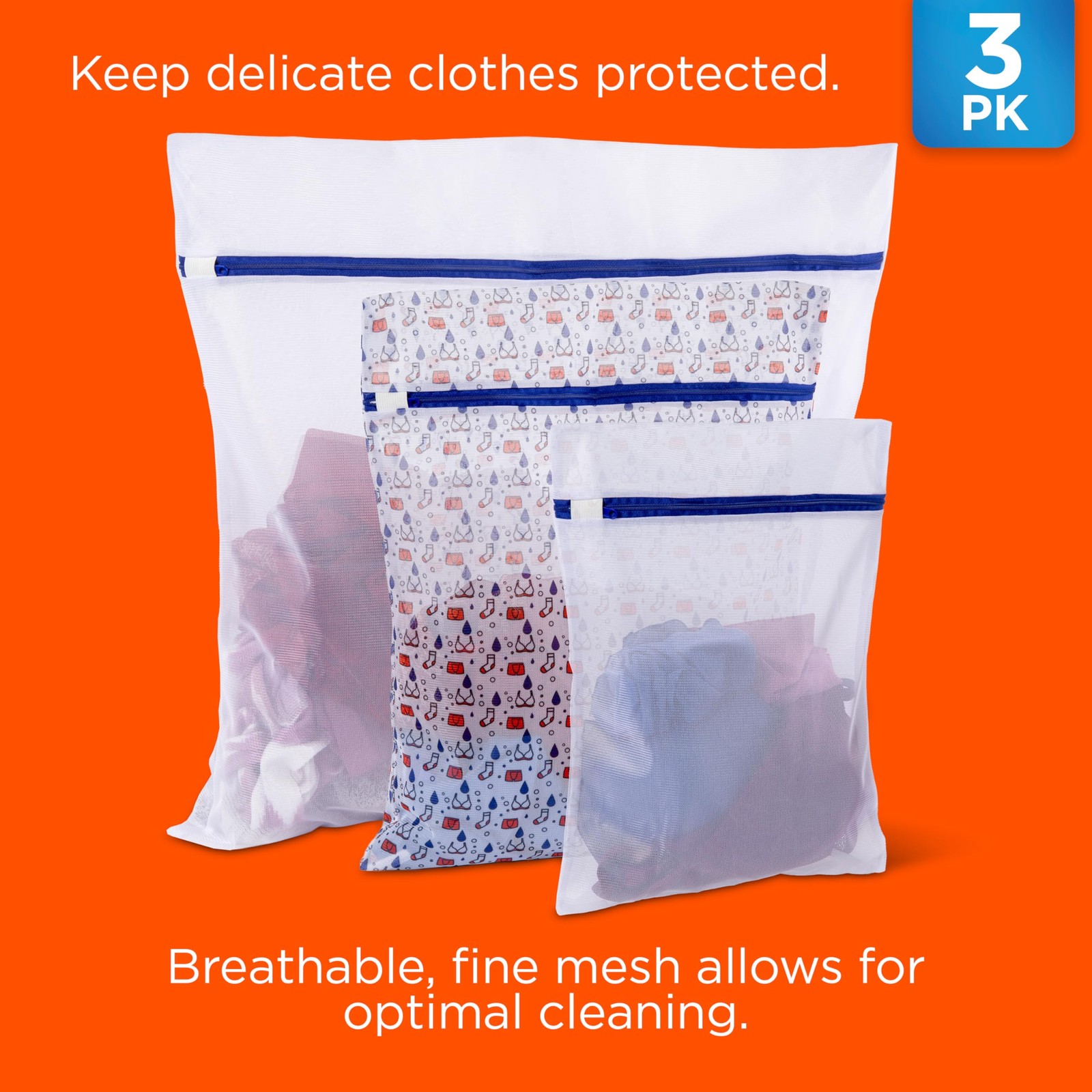 Tide Delicate Clothes Mesh Wash Bags for Machine, 3 Small, Medium, Large