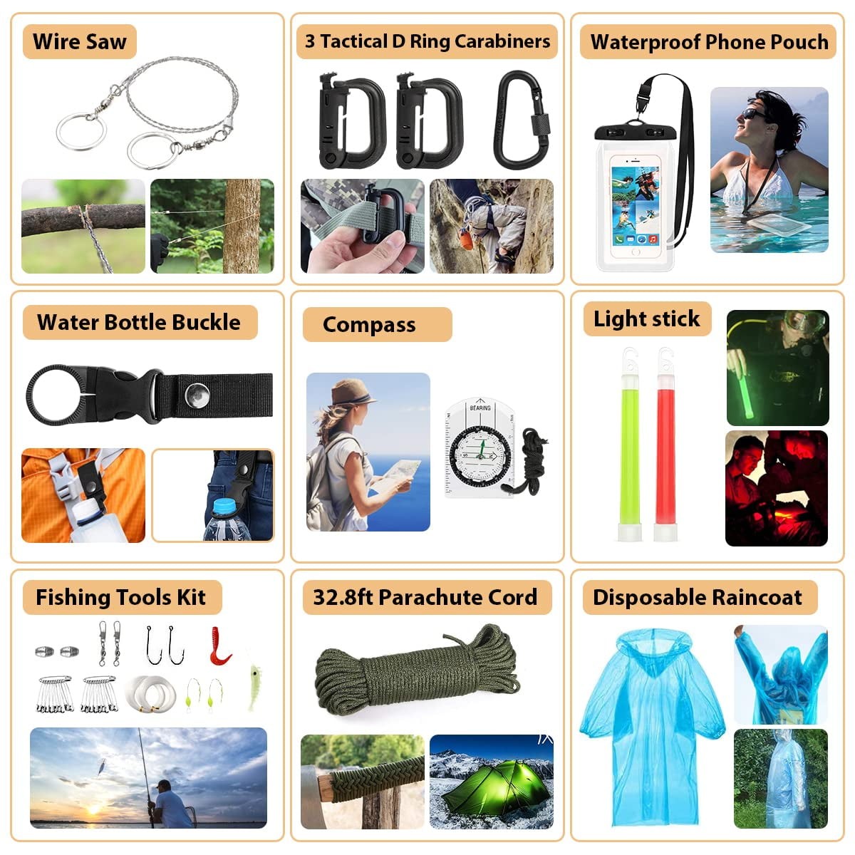 250PCS Survival Kit with Molle Bag – Emergency Gear Set for Camping & Outdoor