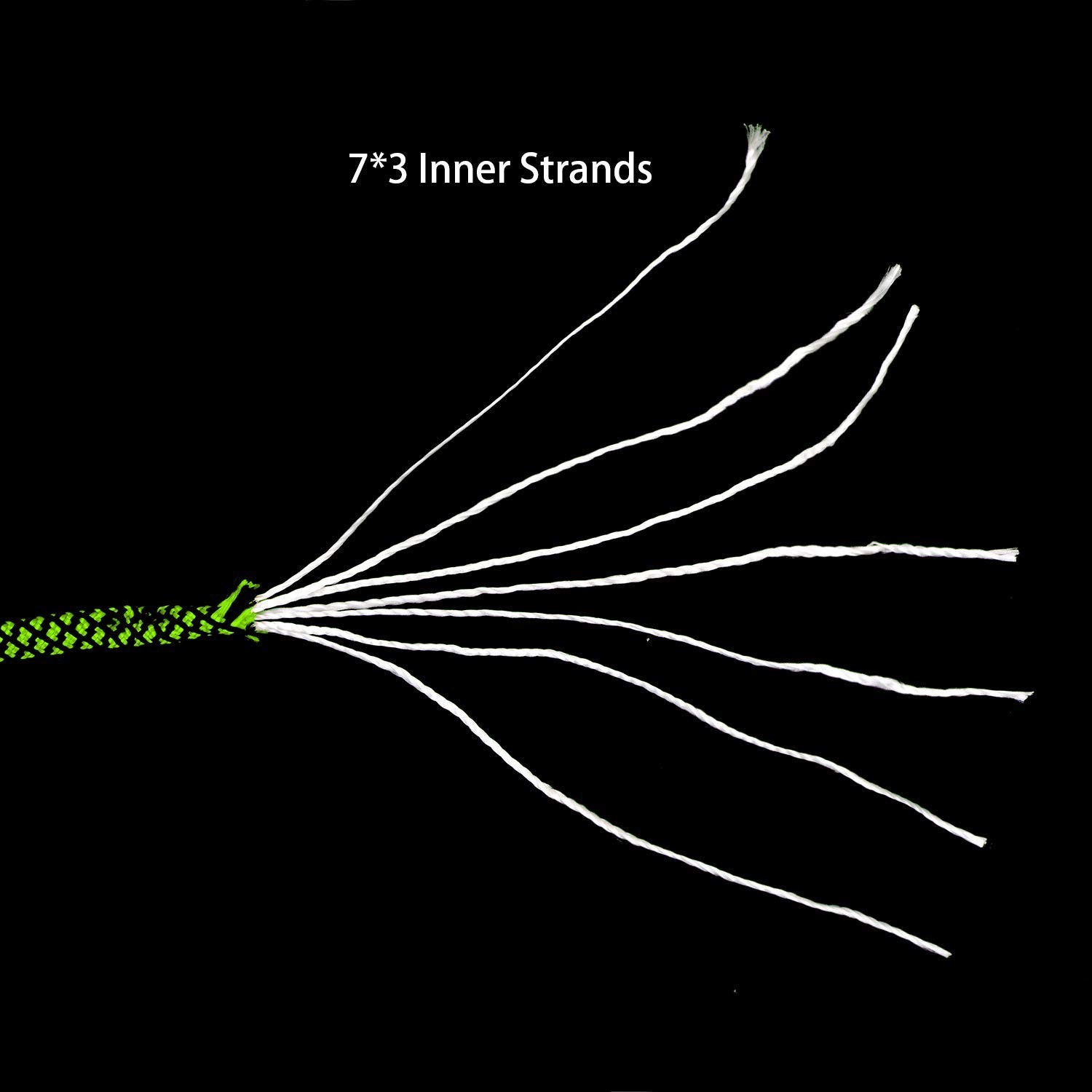 7 Strand Core 550lb Paracord Parachute Cord Lanyard Mil Spec Green & Black