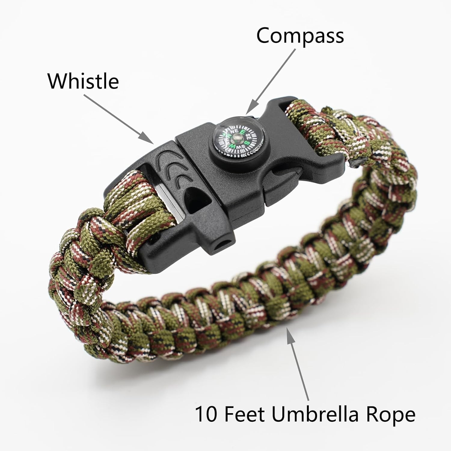 8 Pack Emergency Survival Bracelet with Whistle and Compass,Survival Kit,Wildnes
