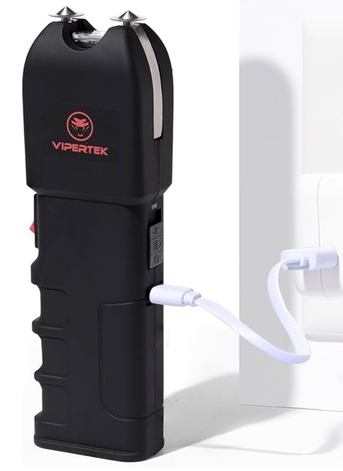 VIPERTEK 700BV Rechargeable Stun Gun with 2 APE Keyring Pepper Spray