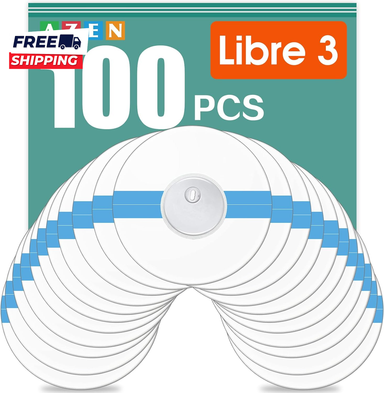 100 Pack Freestyle Sensor Covers for Libre 3 Waterproof Adhesive Patches
