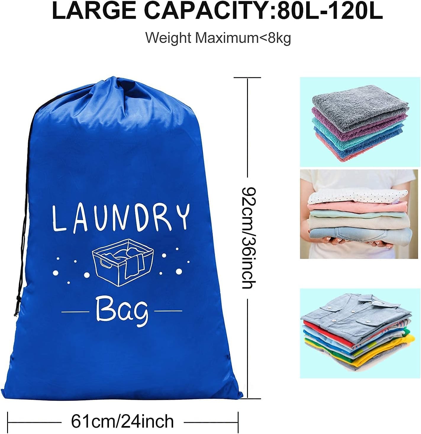 Sylfairy 2 Pack Extra Large Travel Laundry Bag, 24″ x x 36″, Navy+Black