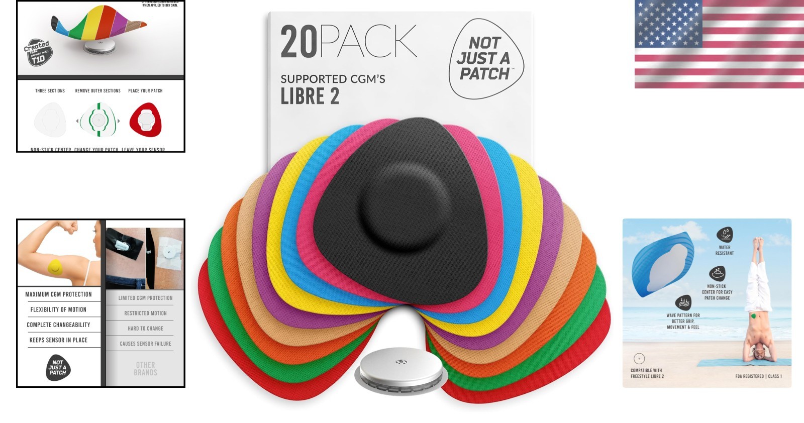 Multicolor Flexible CGM Patches for Freestyle Libre 2 – 10-14 Days of Protection