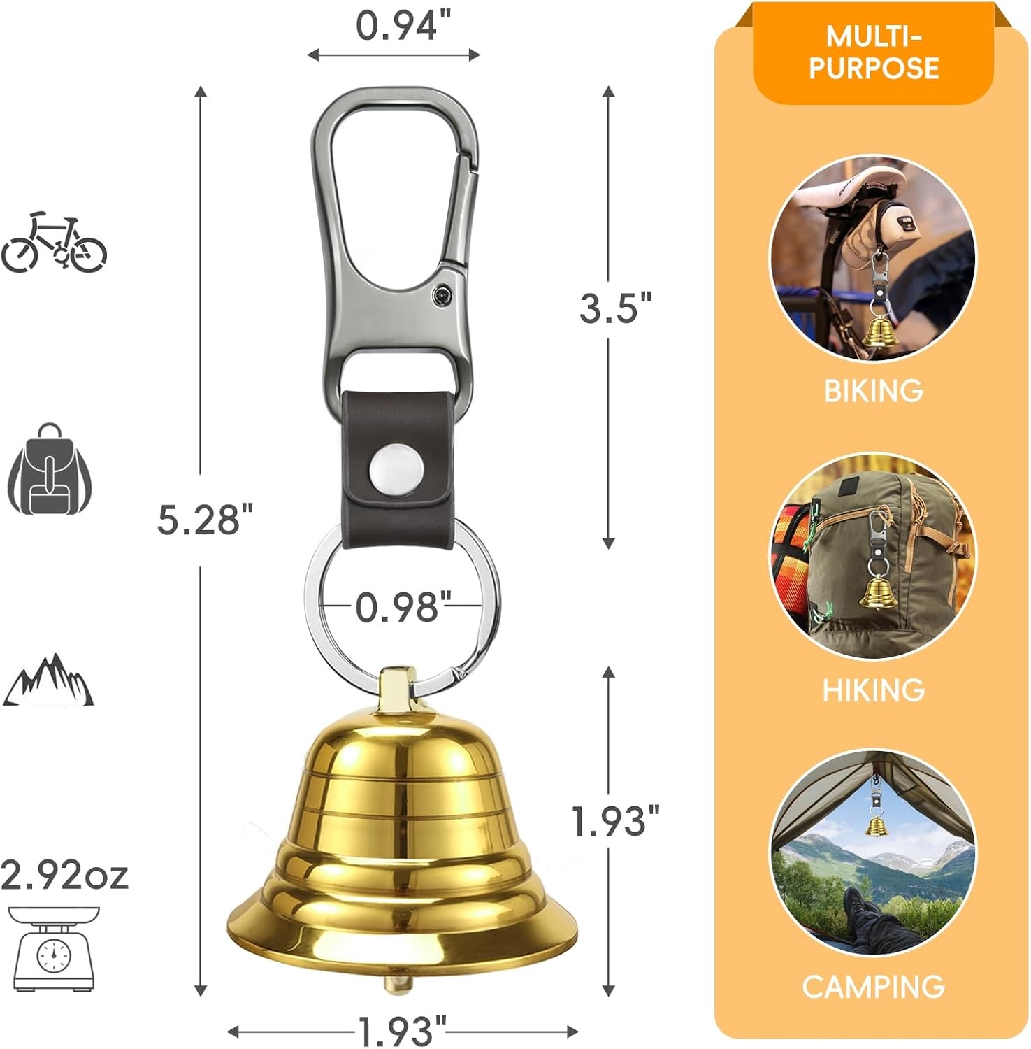 Loud Bear Bell Set to Scare Bears, Hiking Essentials for Women, Emergency Whistl