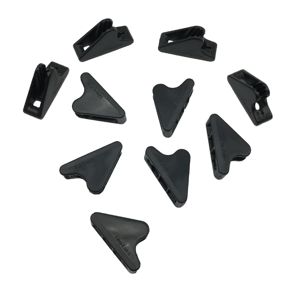Orange Screw SharkTooth Cord Locks, 10 Pack Tensioners for Ropes and Black