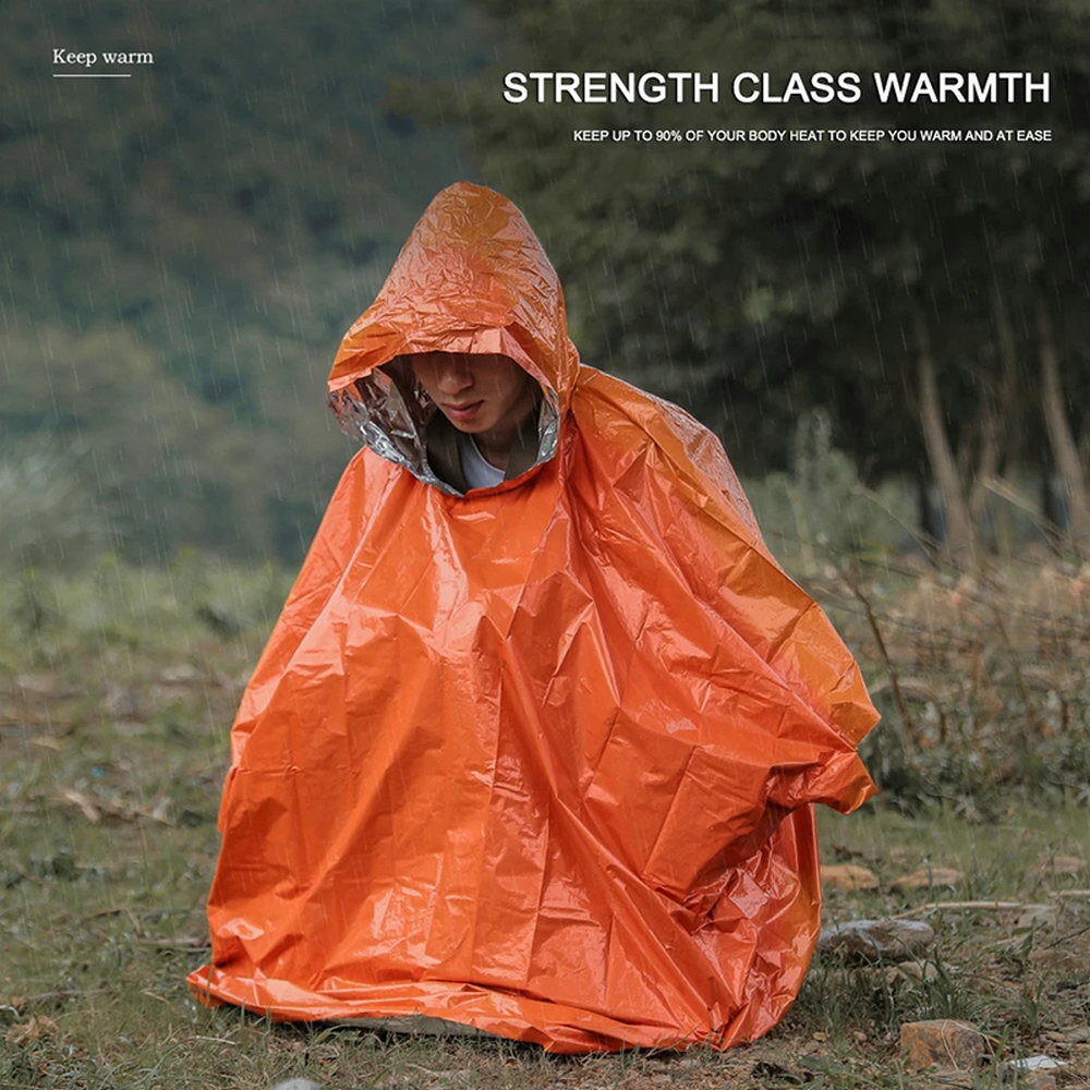 Green Polyethylene Wet Weather Rain Poncho Military Style Tarp Shelter Bivy Tent