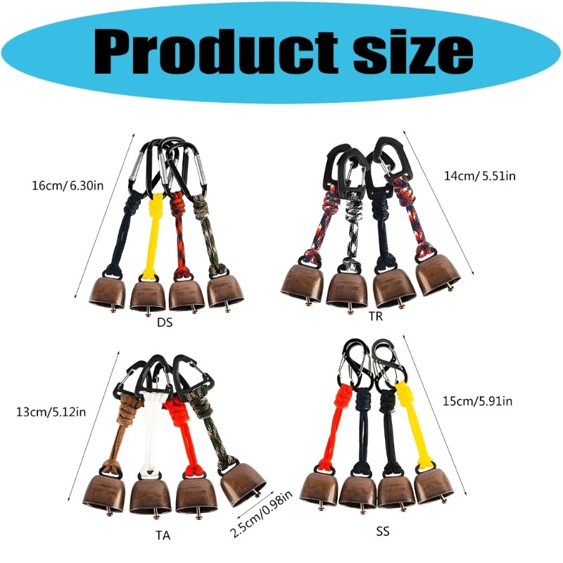 Outdoor Bear Bells Loud Cast Iron Cowbell For Hiking Camping And Pet Safety