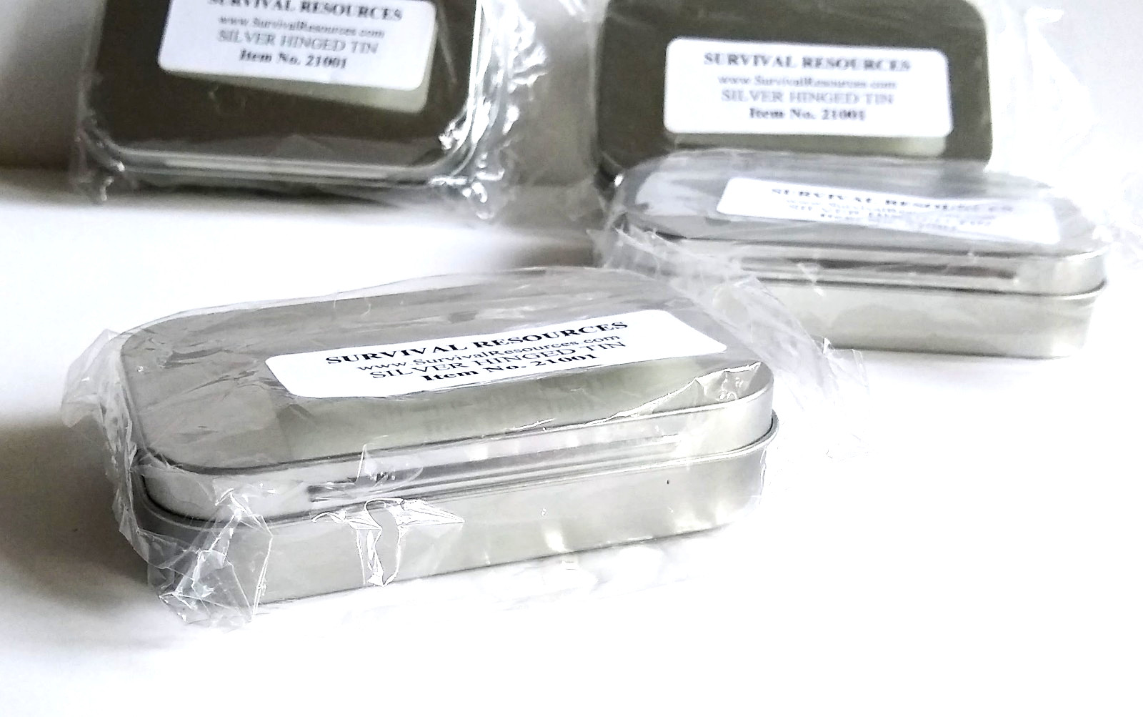 FOUR (4) NEW Metal Rectangular Hinged Tins Sealed Packaging