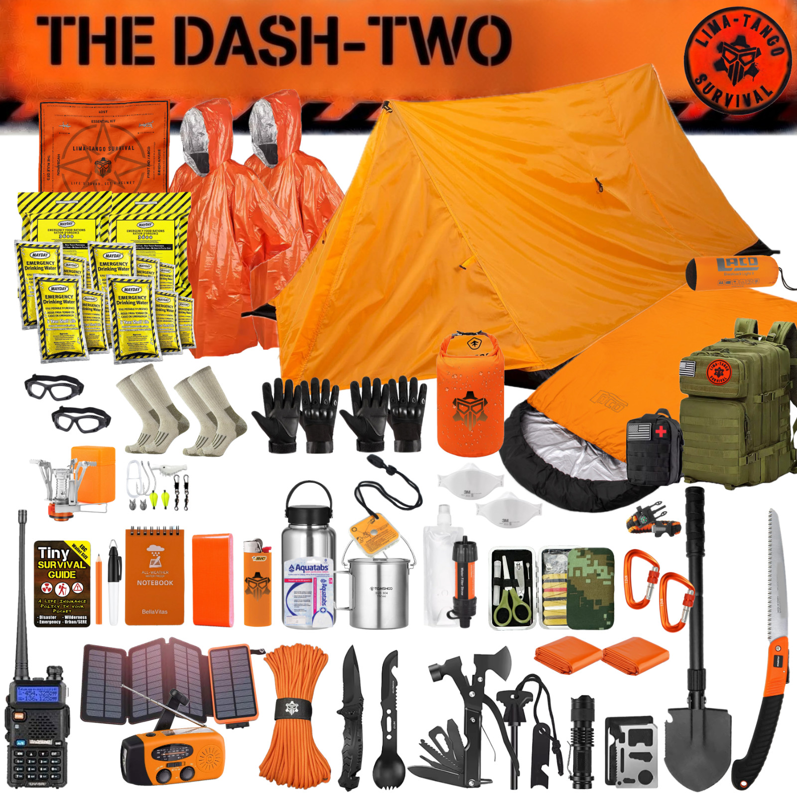 Emergency / Survival Kit / Bug Out Bag / Tactical Backpack / Two-Man 72+ Hours