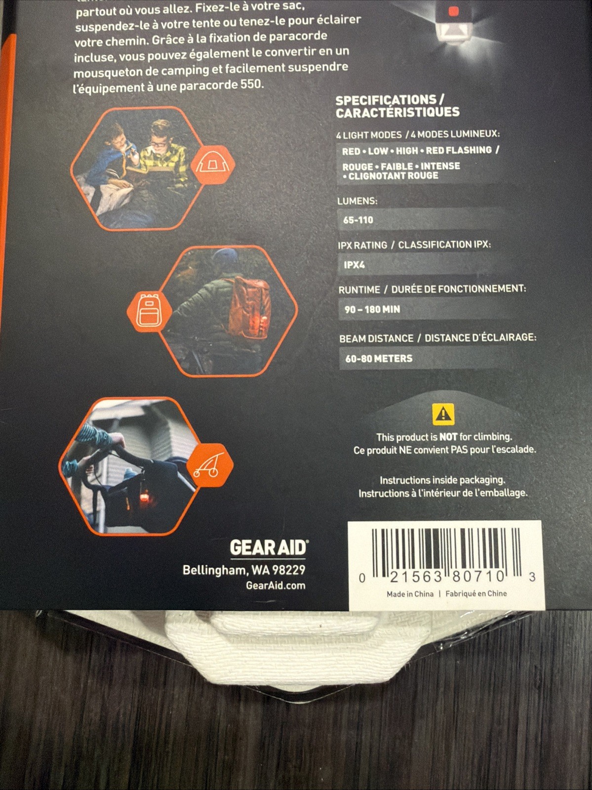 Gear Aid Multi-Purpose Rechargeable Carabiner Light Kit New In Box