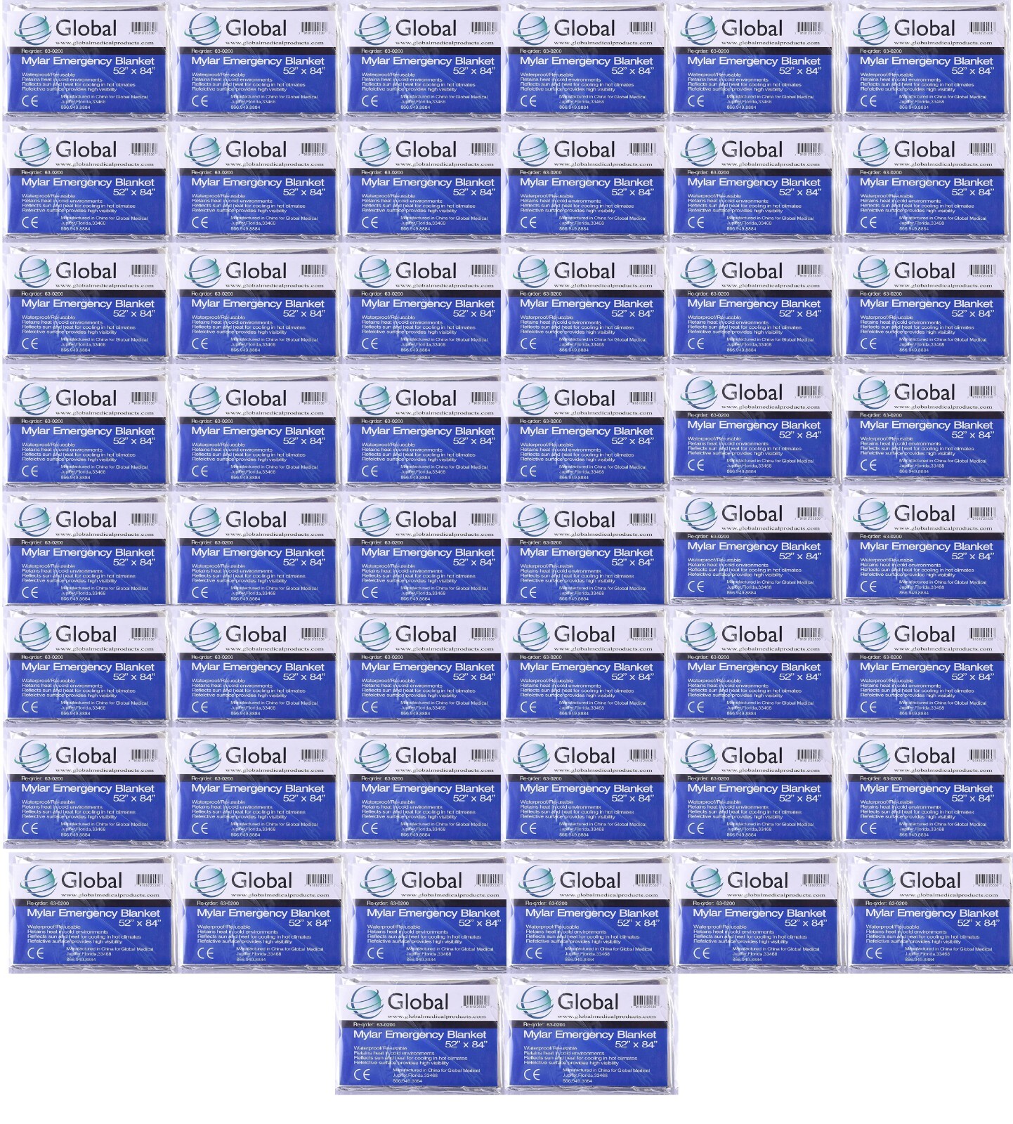 50 PACK • Emergency Solar Blanket Survival Safety Insulating Mylar 84″ x 52″