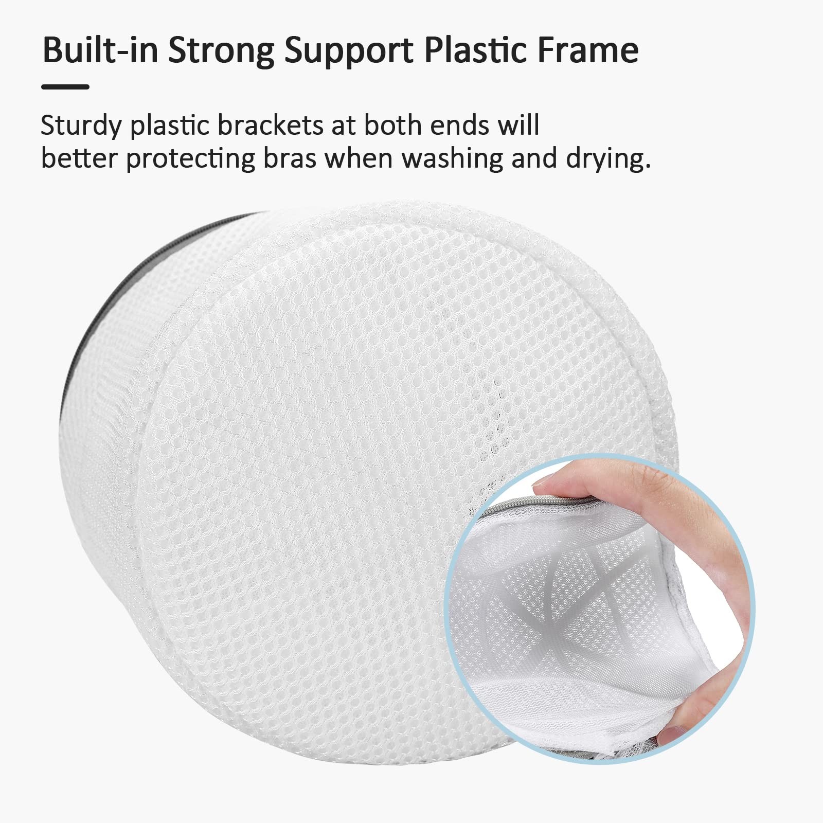 GOGOODA Laundry Mesh Bag Bra Wash 3 Bags, White with Pink Pattern