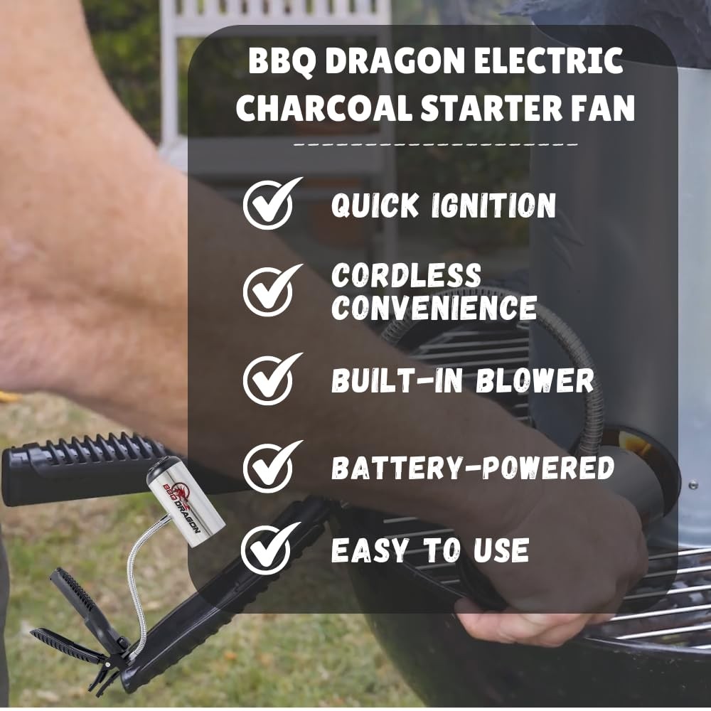 BBQ Dragon Charcoal Starter Fan — 8 x 3 x 15 inches,