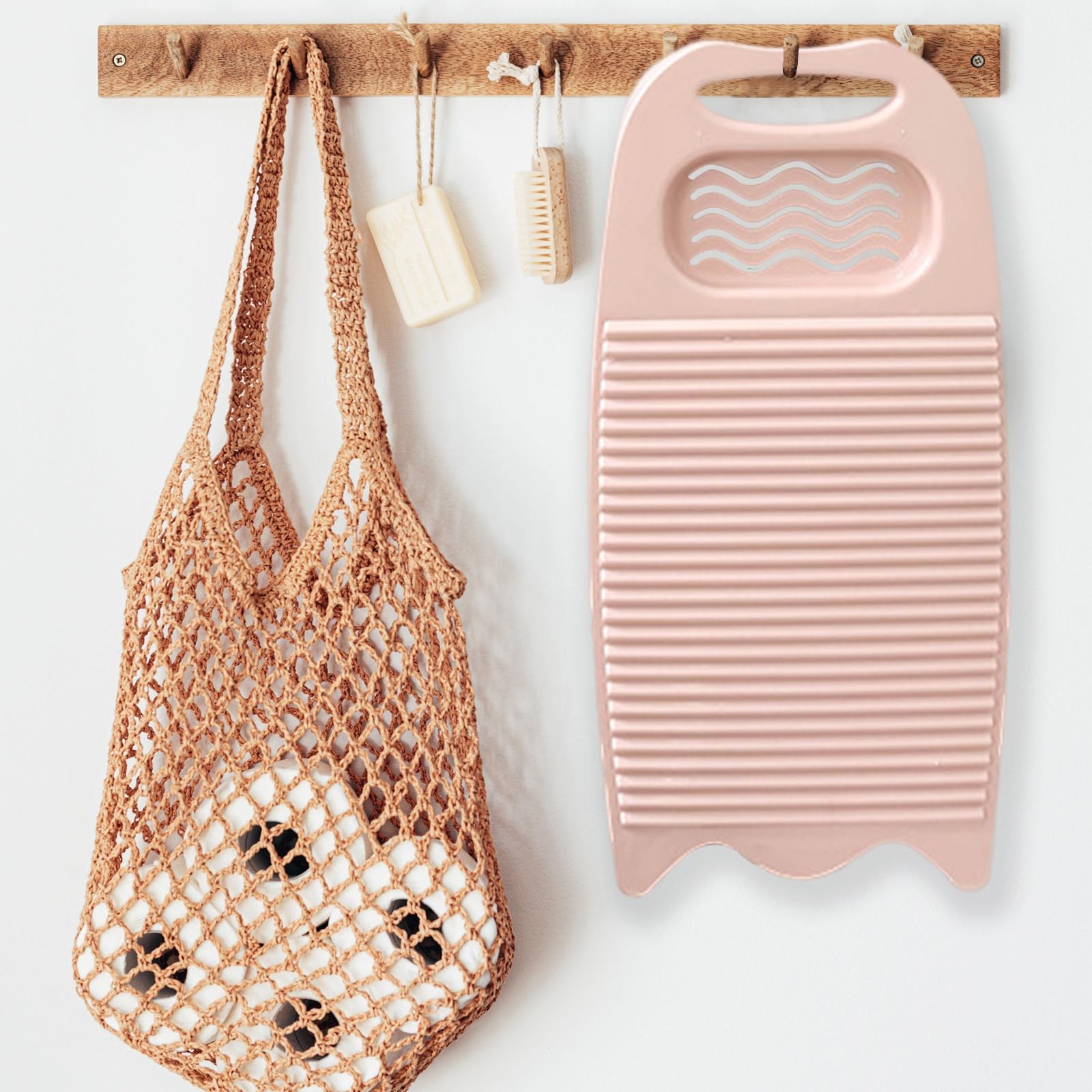 Wash Board, Washboard for Hand Washing Clothes, 8*1*17.7in, A-light pink