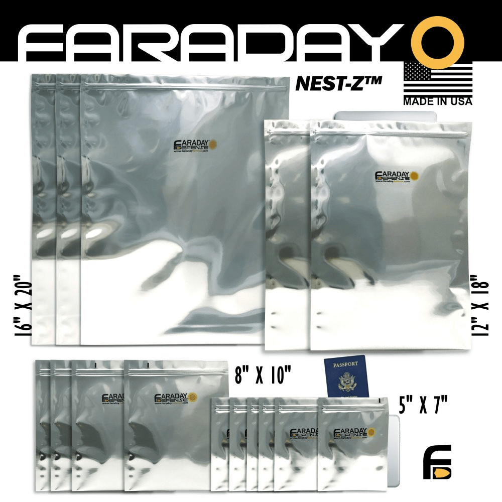 Faraday 15 PC Large Kit NEST-Z 7 Mil Moisture Barrier 5-layer EMP Bags
