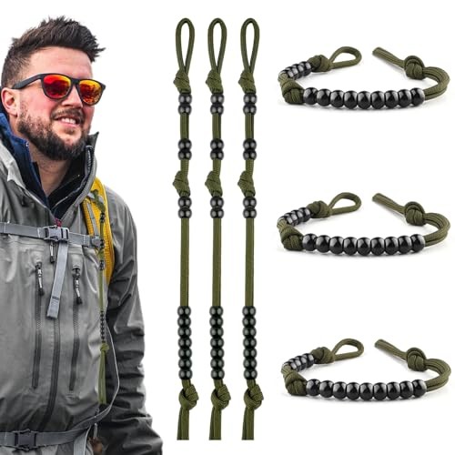 3pcs Ranger Beads pace Counter for Hiking，Long Distance Swimmers Army Green
