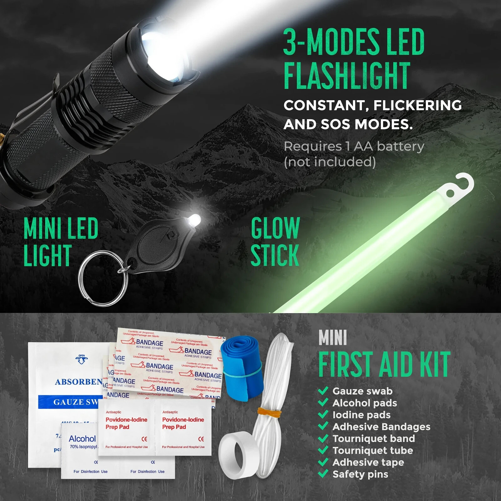 Survival Kit for Disaster, Tactical Tools, Outdoor Hiking, Camping, & Adventures