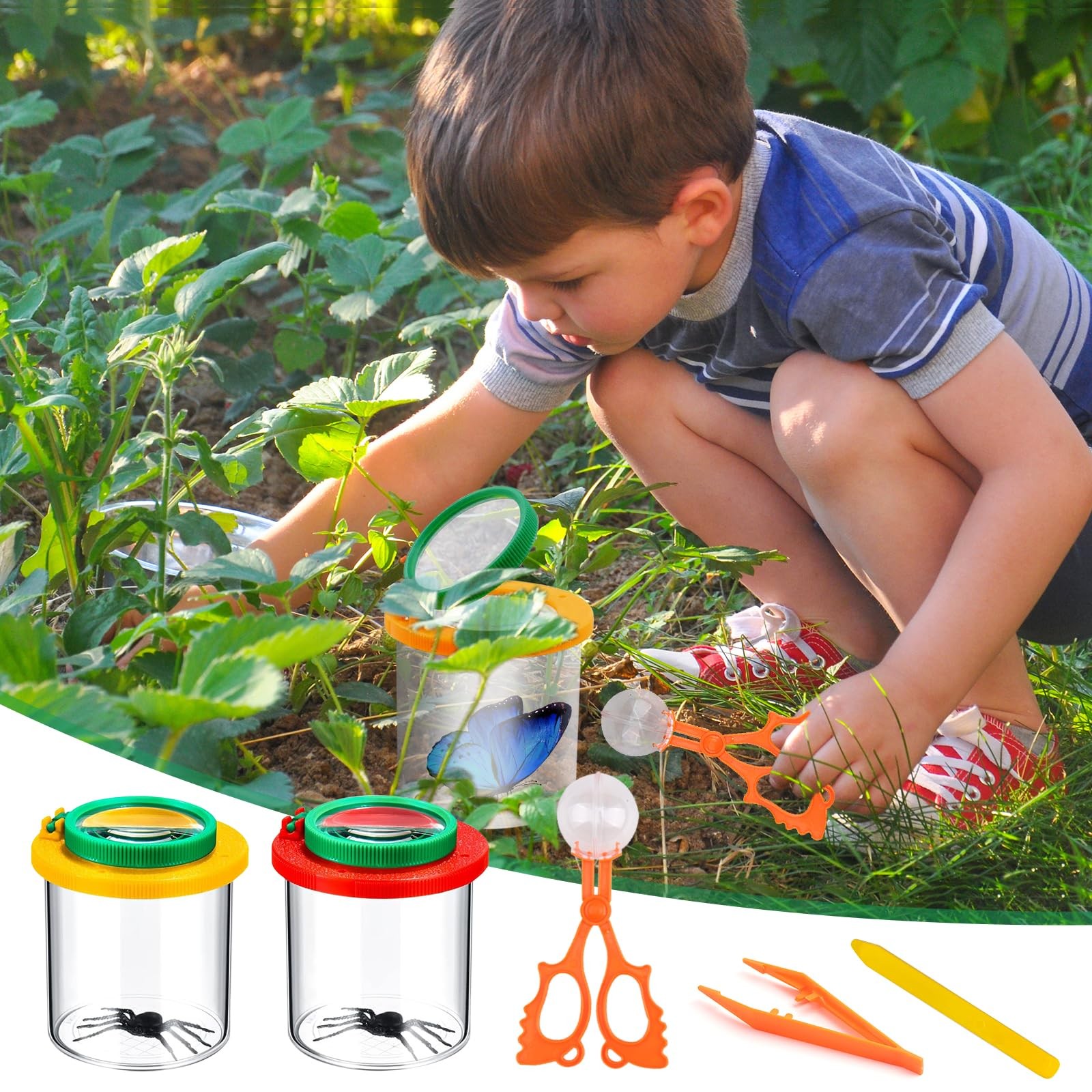 Tumbler Magnifiers for Kids, 2 Pack Magnifying Glass for Kids Insect Viewer for 3Fac…
