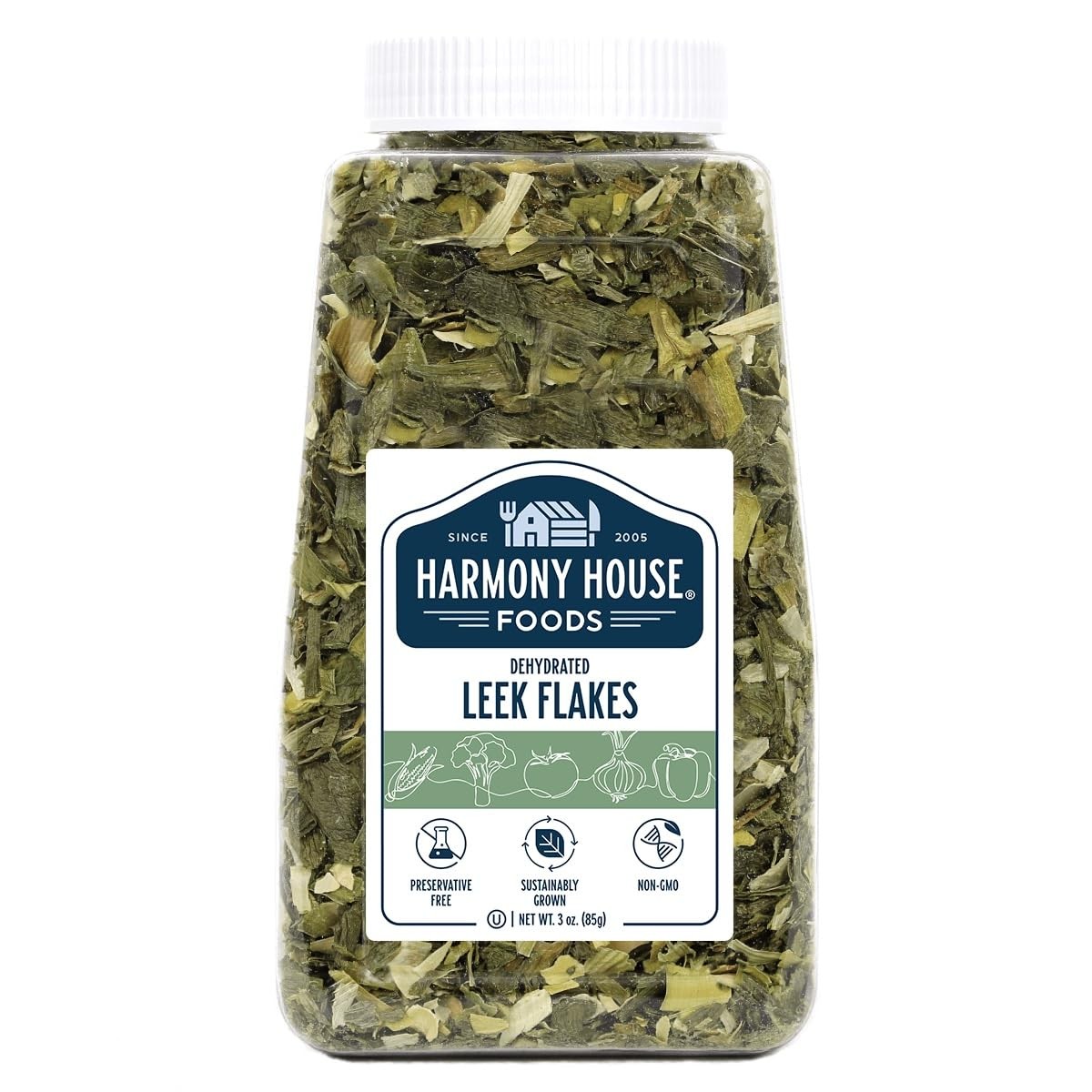 Harmony House Foods Dehydrated Leek Flakes – Air Dried 3 Ounce (Pack of 1)