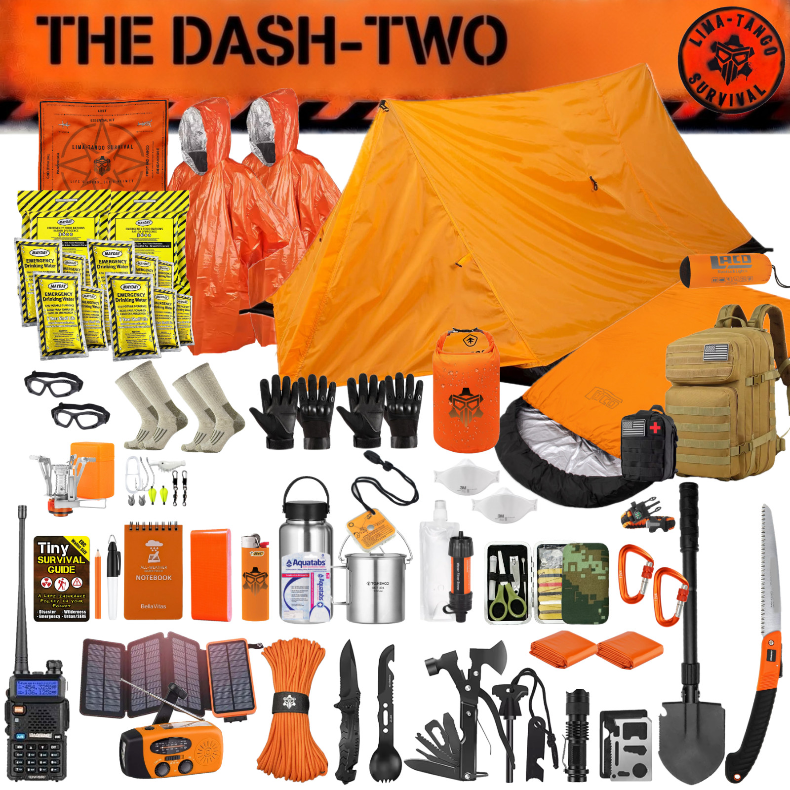 Emergency / Survival Kit / Bug Out Bag / Tactical Backpack / Two-Man 72+ Hours