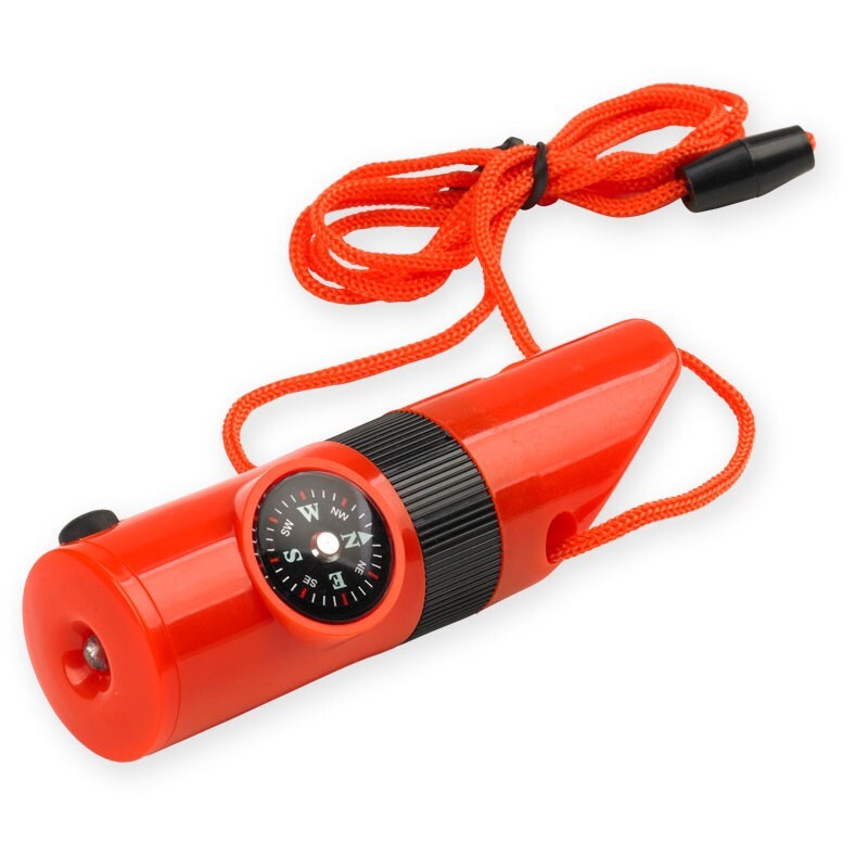 NDūR’s 7-in-1 Survival Whistle – Compass, Light, Magnifier, Mirror, Thermometer
