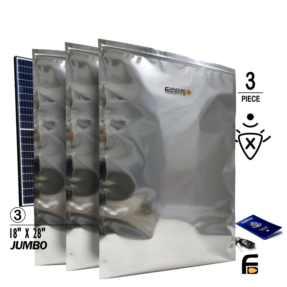 Faraday 3 PC XX-Large NEST-Z 7.0 Mil 5-Layer EMP Bags 18″ x 28″