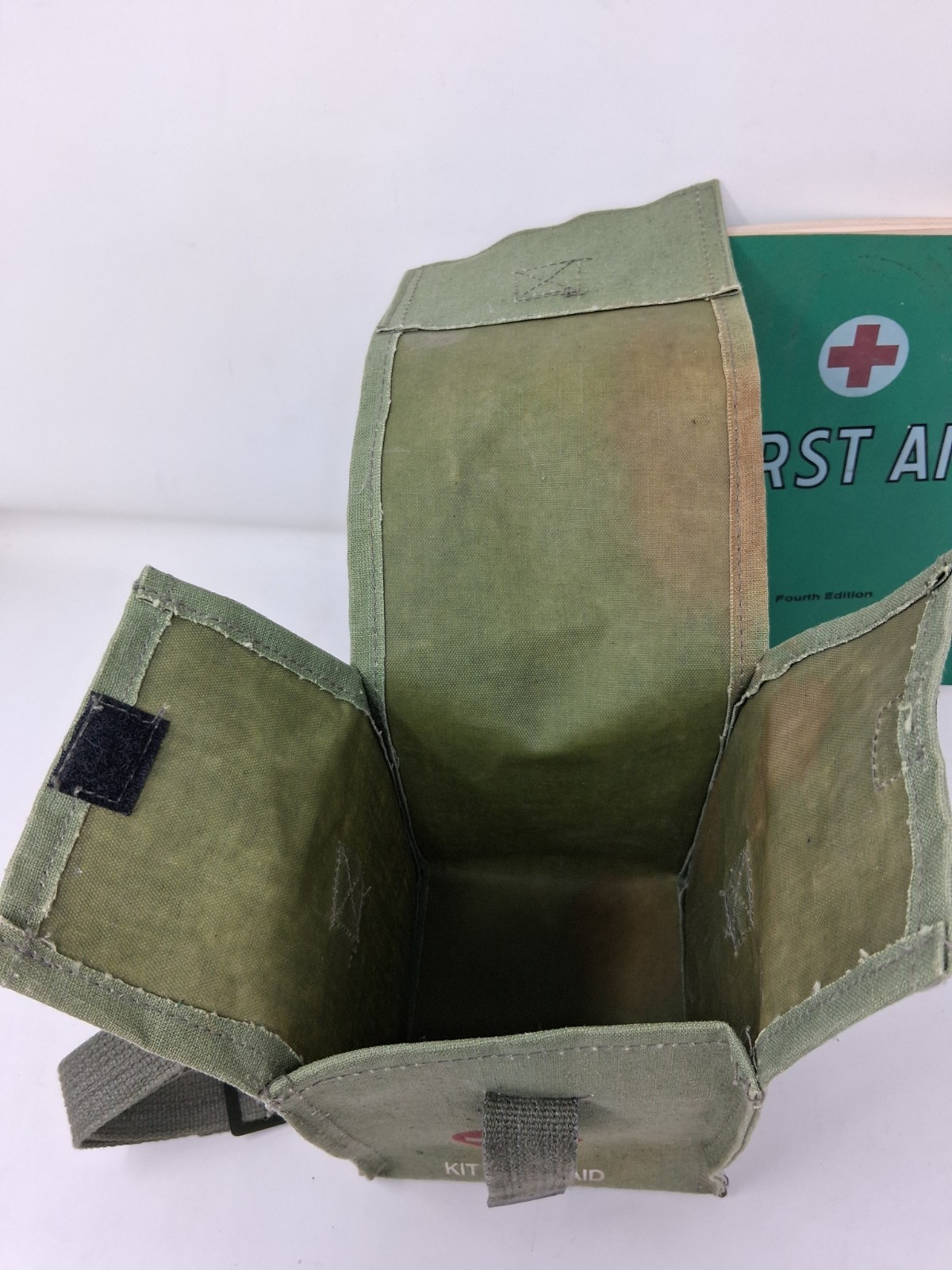 Vintage First Aid Kit Olive Drab Outdoor Jungle Survival Gear BAG + BOOK ONLY