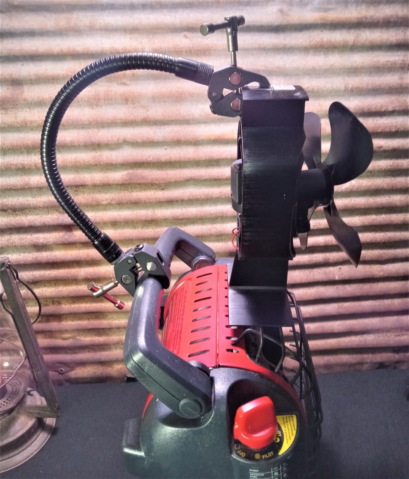 Mr. Heater “Buddy” Single Tank Wood Stove, Heat Powered Fan Mount. Custom Built.