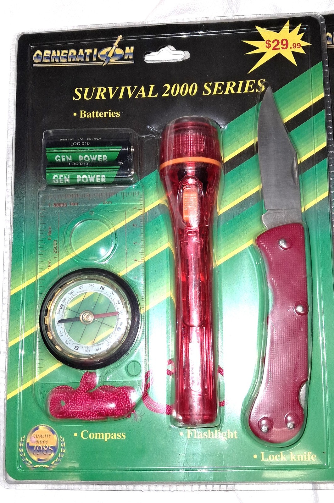 3 sets Survival Kit Knife Flashlight Compass Gift Lot Gear NOS tools camping