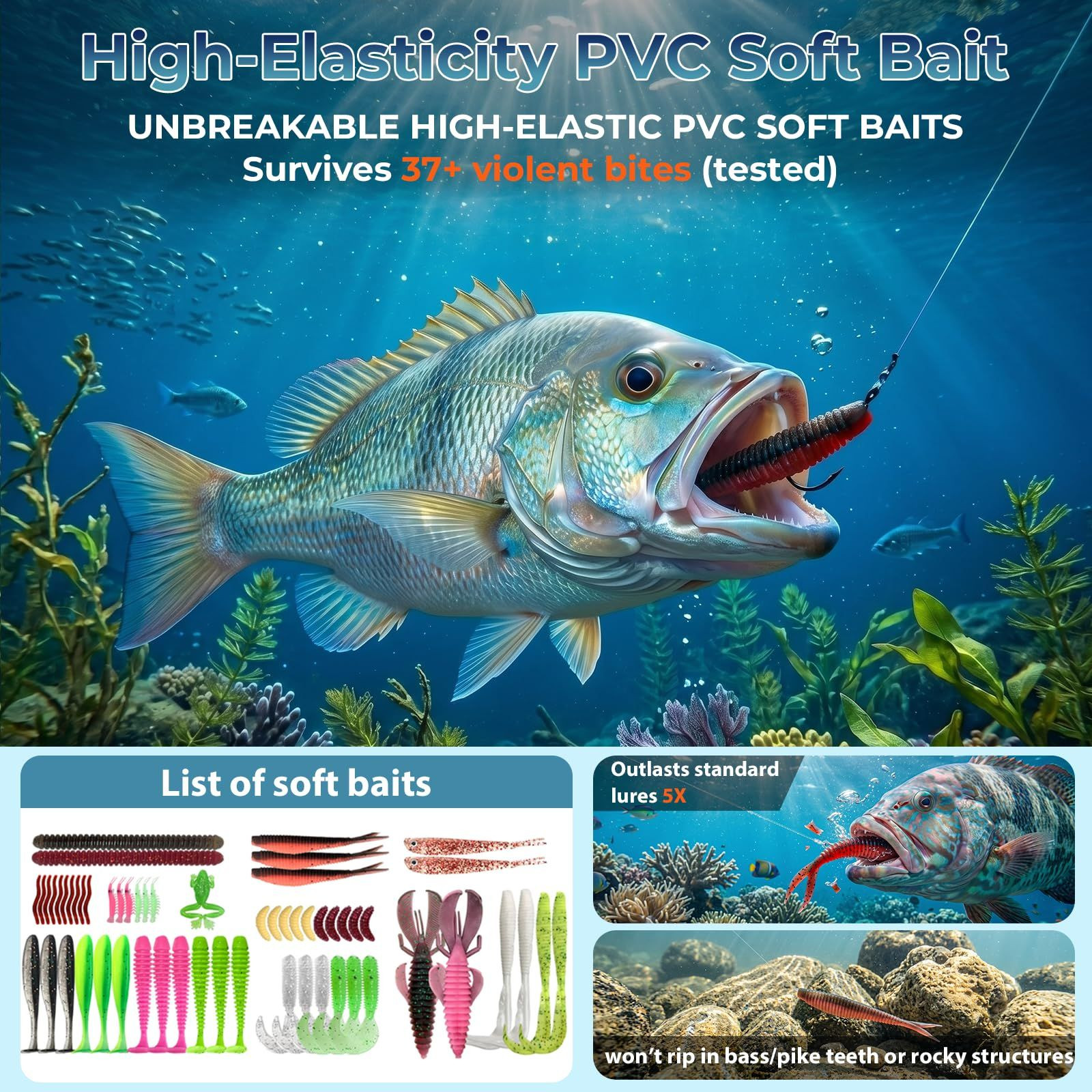 Fishing Lures – Kit Included 193Pcs 193Pcs-Orange, Colourful