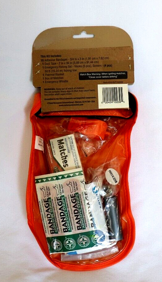 Be Smart Get Prepared Outdoor-Camping-Hiking Survival Kit; 15 Pieces