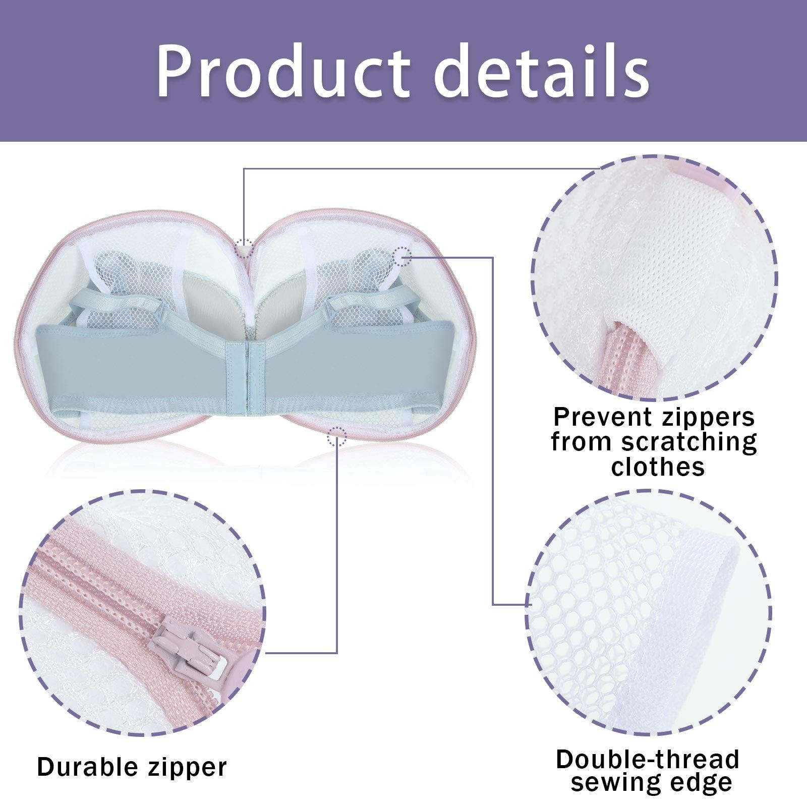 Shappy 6 Pieces Bra Washing Bag for Laundry Mesh Wash 7.87 Inch, Pink