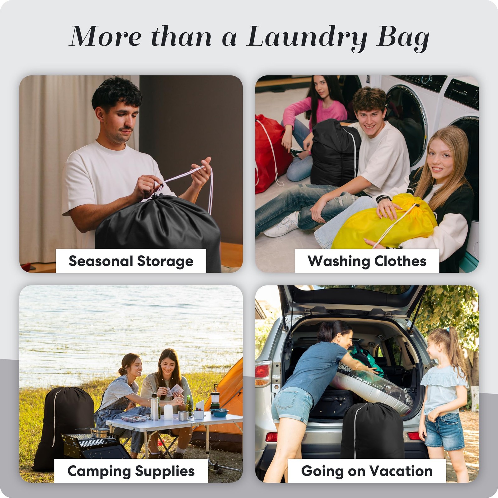 Handy Laundry Nylon XL – Large Capacity with 30″ x 40″ | 2-PACK, Black