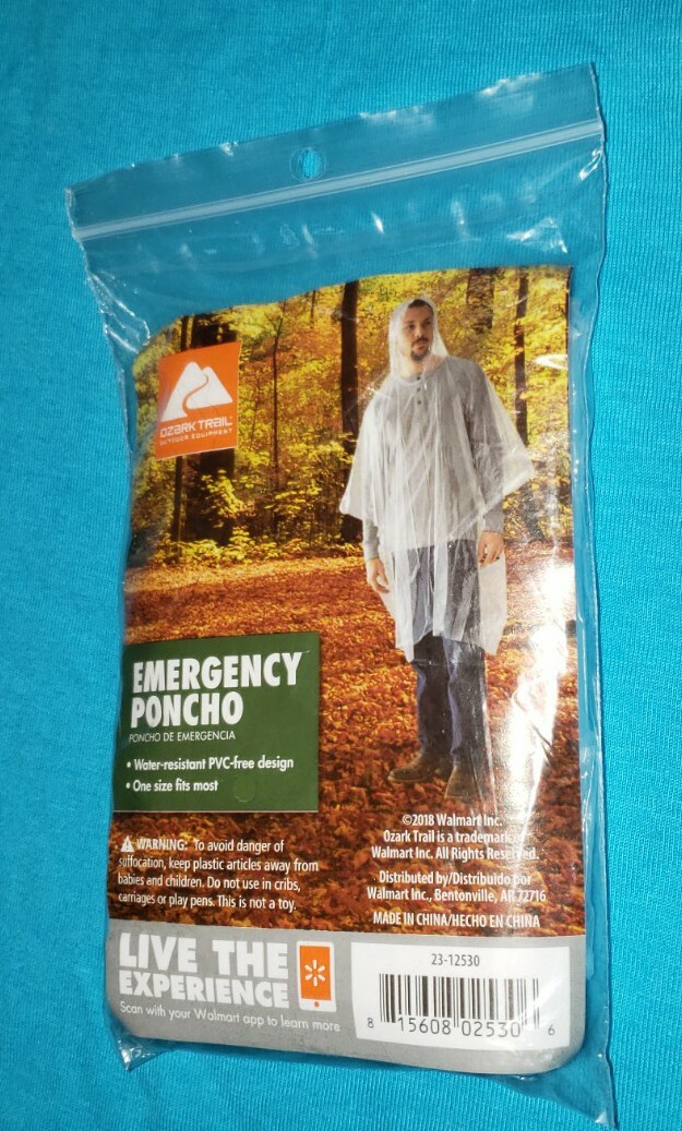 2-Pack Emergency Hooded Rain Poncho Raincoat Unisex One Size Fits Most FREE SHPN