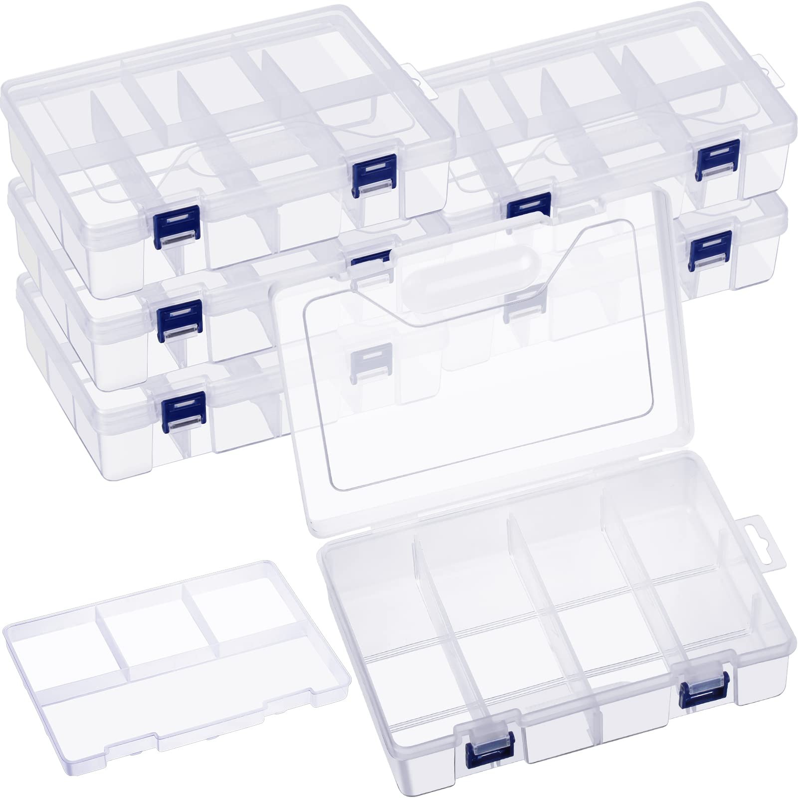 Honoson 6 Pack Fishing Tackle Box Organizer Storage 9 x 6 x 2.3 inches, Clear
