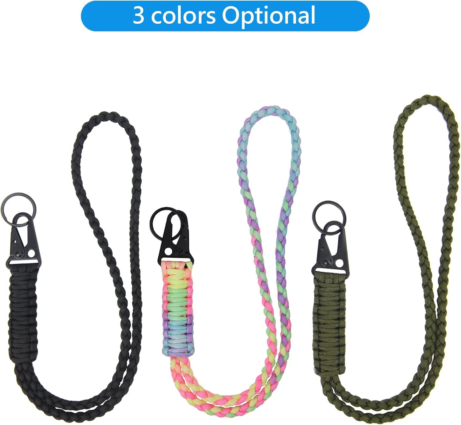 Heavy Duty Paracord Lanyard Keychain, Necklace Cell Phone Army Green