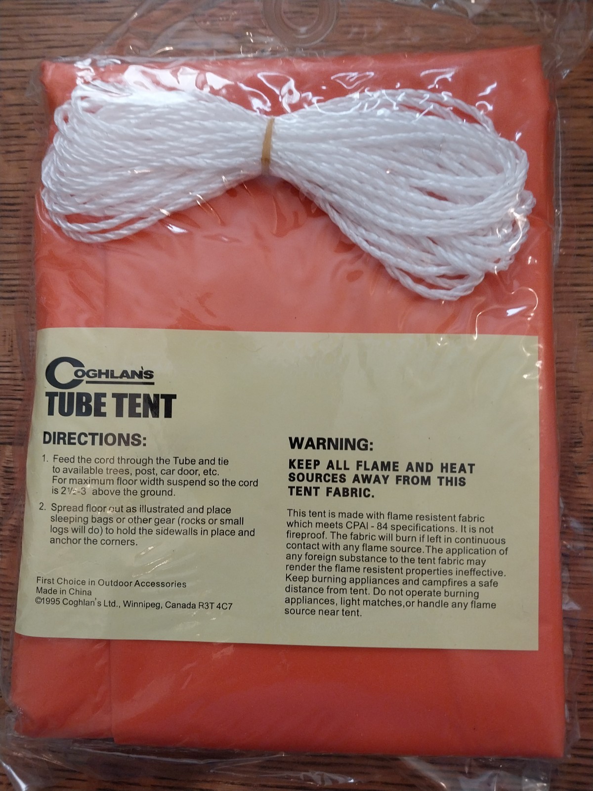 Vintage Coghlans 8760 Tube Tent Lightweight Emergency Shelter
