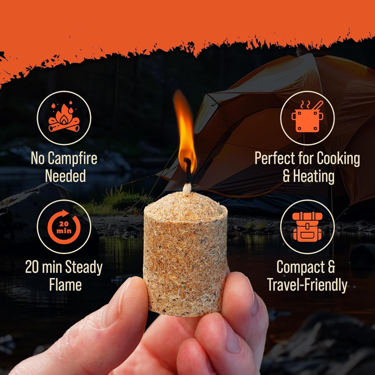 Portable Campfire 24 pcs up to 20 Min Burn Each Emergency Fire Starters