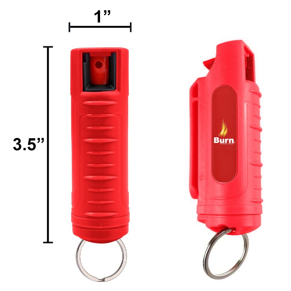 BURN Pepper Spray 1/2oz Keychain Self Defense Safety Lock Molded Red 3 Pack