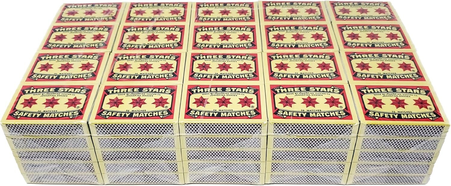 New Swedish Camping Matches Three Stars Safety Matches 10 pack of 10