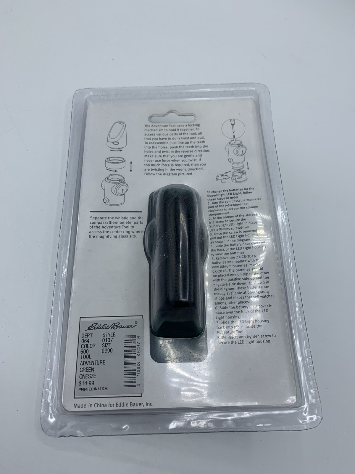 Eddie Bauer Adventure Tool, 7 in 1 Survival Tool Compass,whistle,thermometer