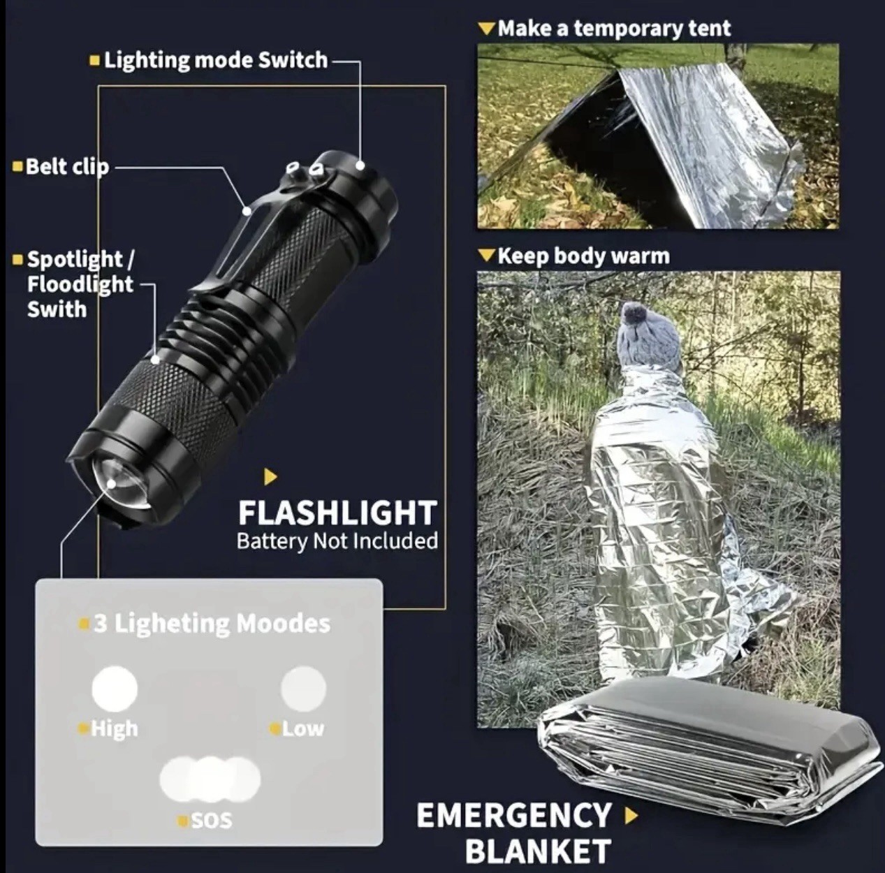 Ultimate Emergency Survival Kit 38 PCS Outdoor Camping Hiking Tactical First Aid