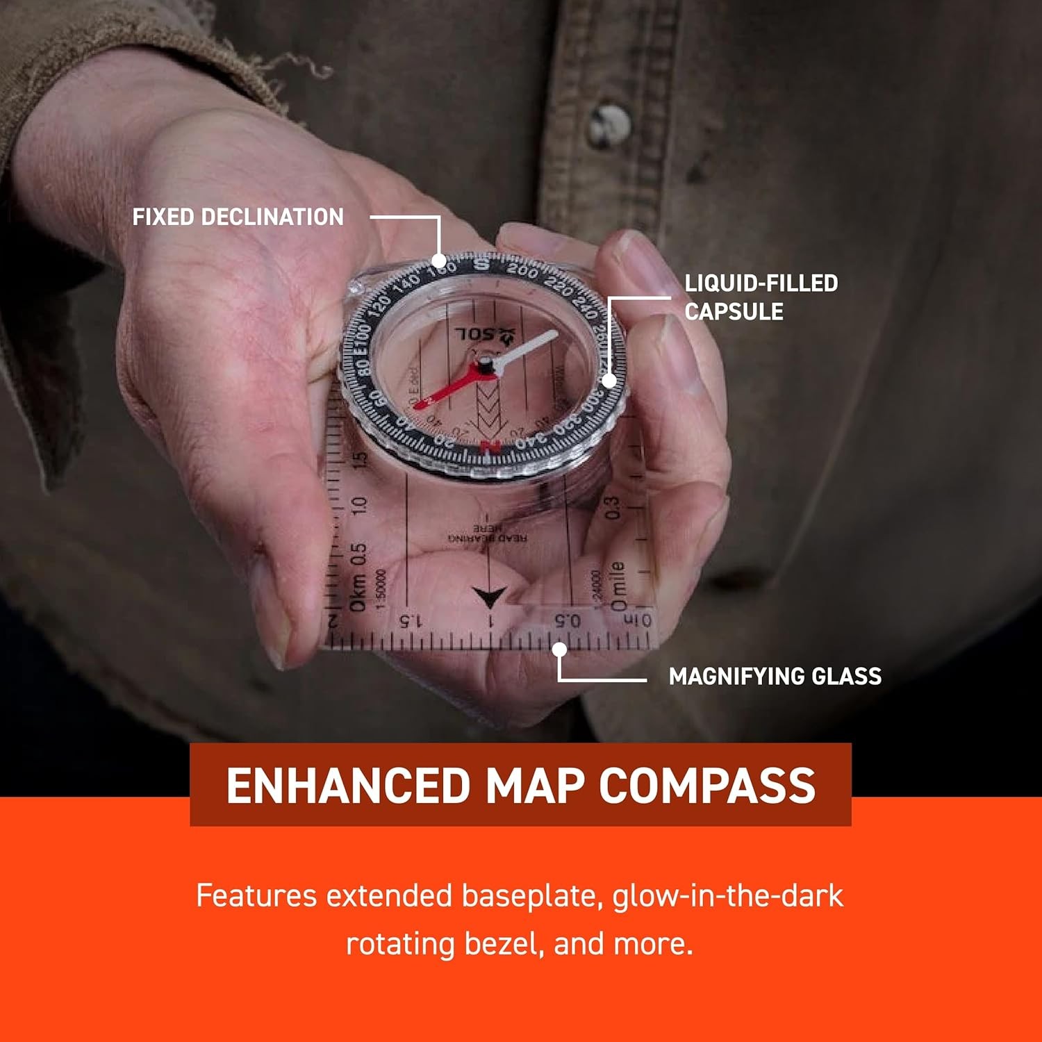 Map Compass Hiking Gear Survival Pack of 3)