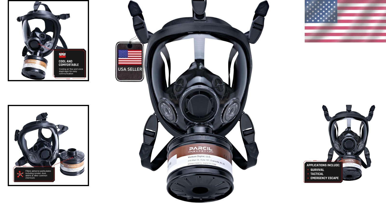 Elite Respirator Mask – Full Face, Heavy Duty, Tested, 40mm Filter, Reusable
