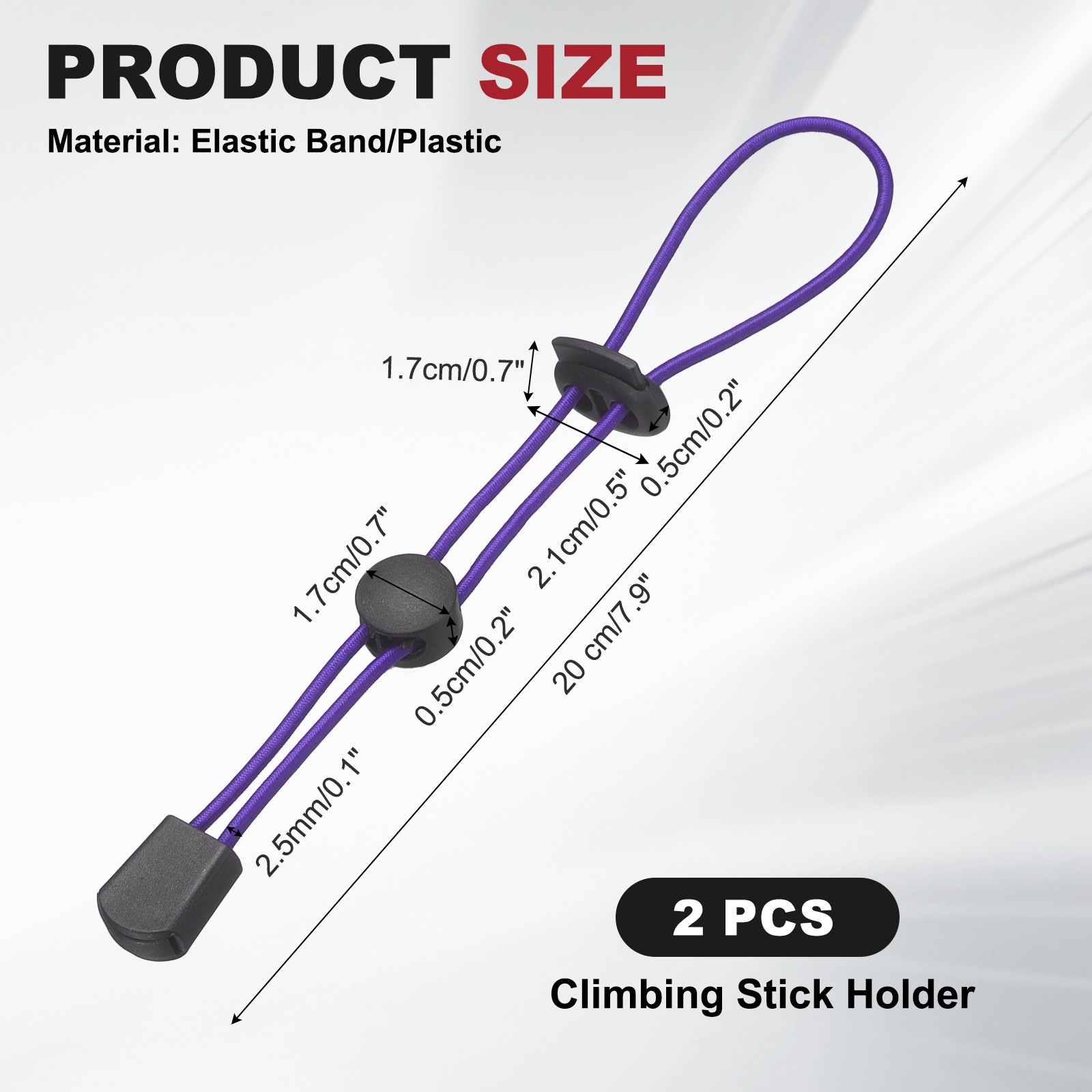 Climbing Stick Holder, Backpack Hiking Pole Ropes 8 Inch & 2 Pcs & Purple