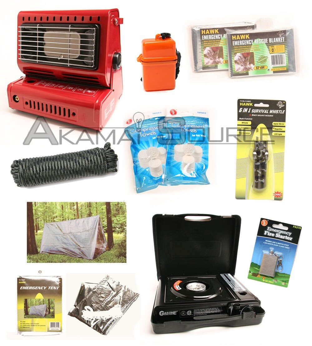Survival Kit Emergency Camping Gear Butane Stove Heater Tent Doomsday Prep Tools