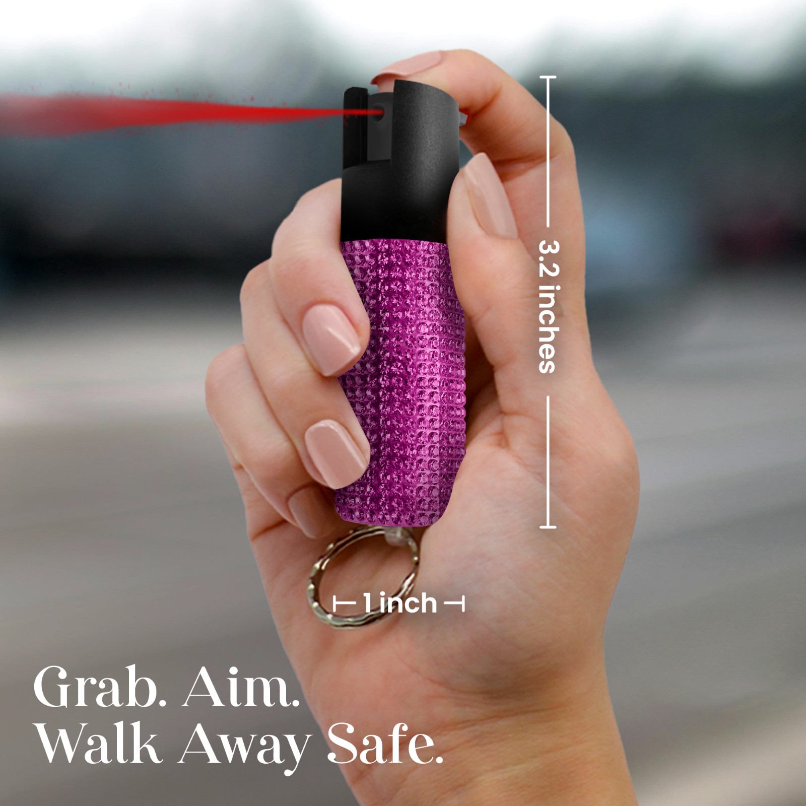 Gizmo Corner Rhinestone 16ft Range UV Dye Pepper Spray Keychain for Safety