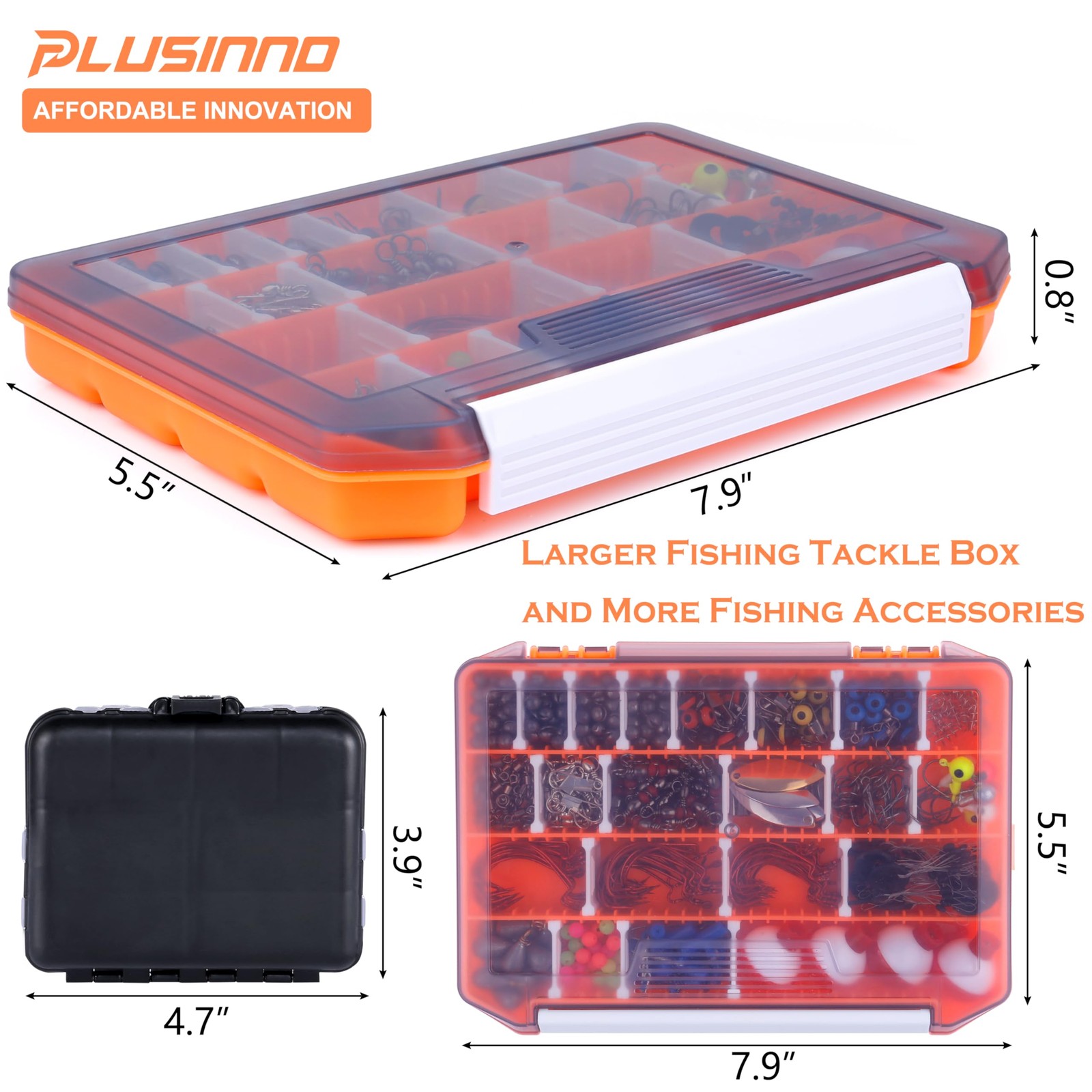 PLUSINNO Fishing Accessories 7.9 x 5.5 x 0.8″, 263Pcs Kit